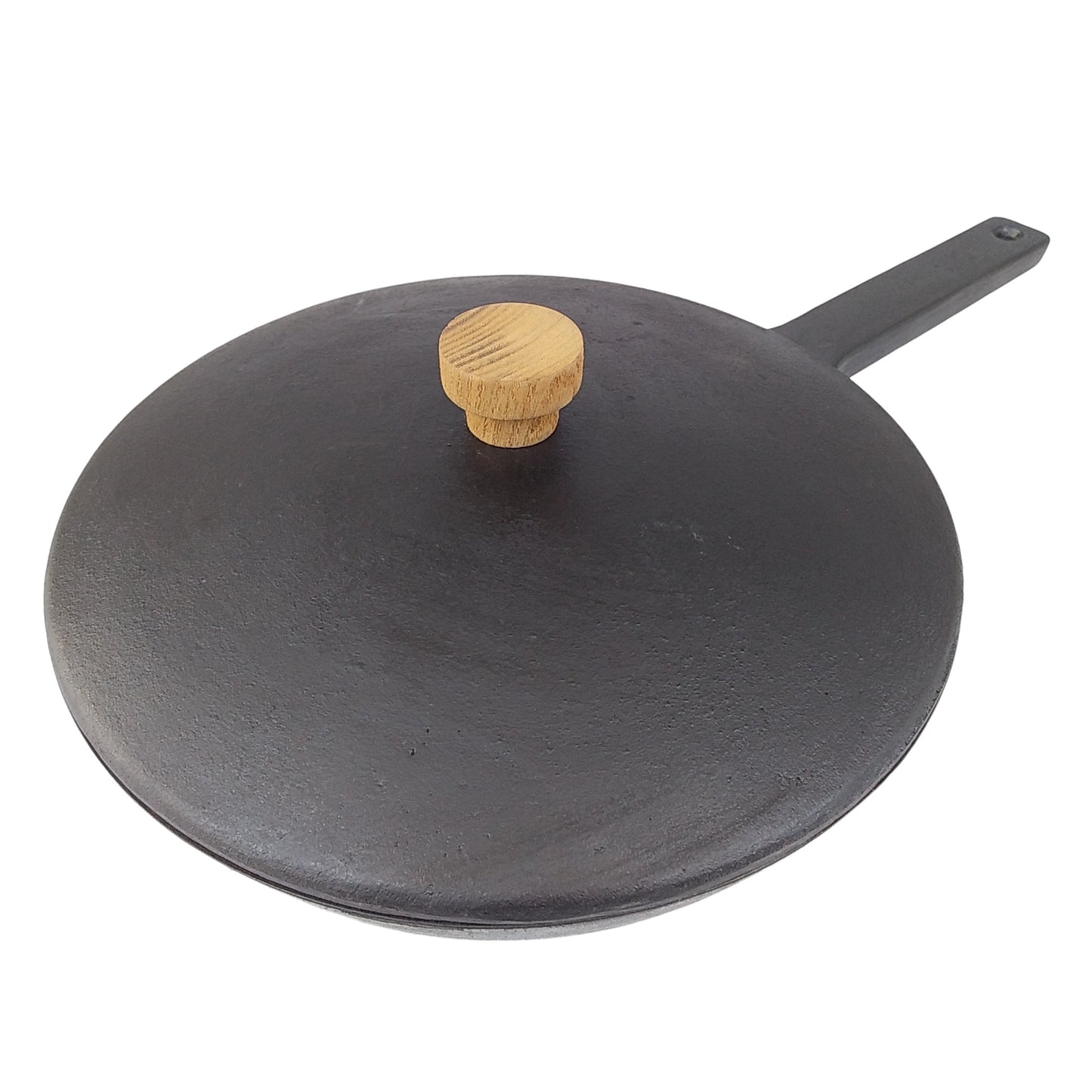 Iron lid with wooden knob for use with frying pans and pots from Japan