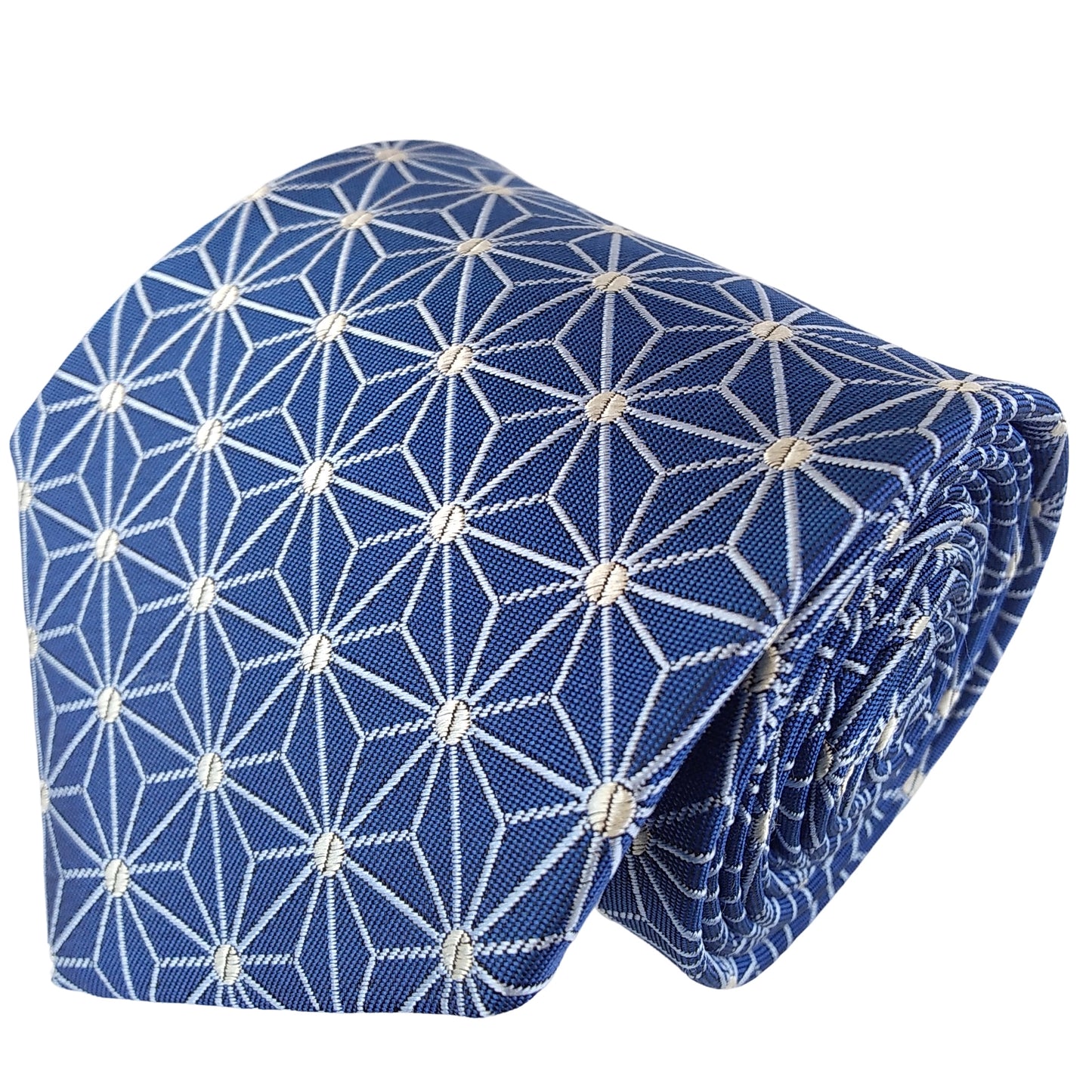 Kyoto Nishijin-ori tie(Asanoha) -Blue navy-