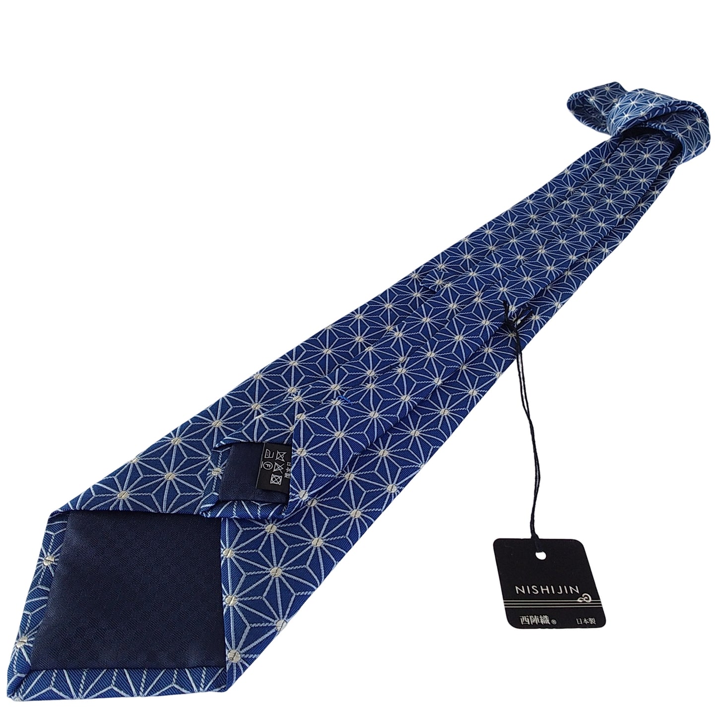 Kyoto Nishijin-ori tie(Asanoha) -Blue navy-