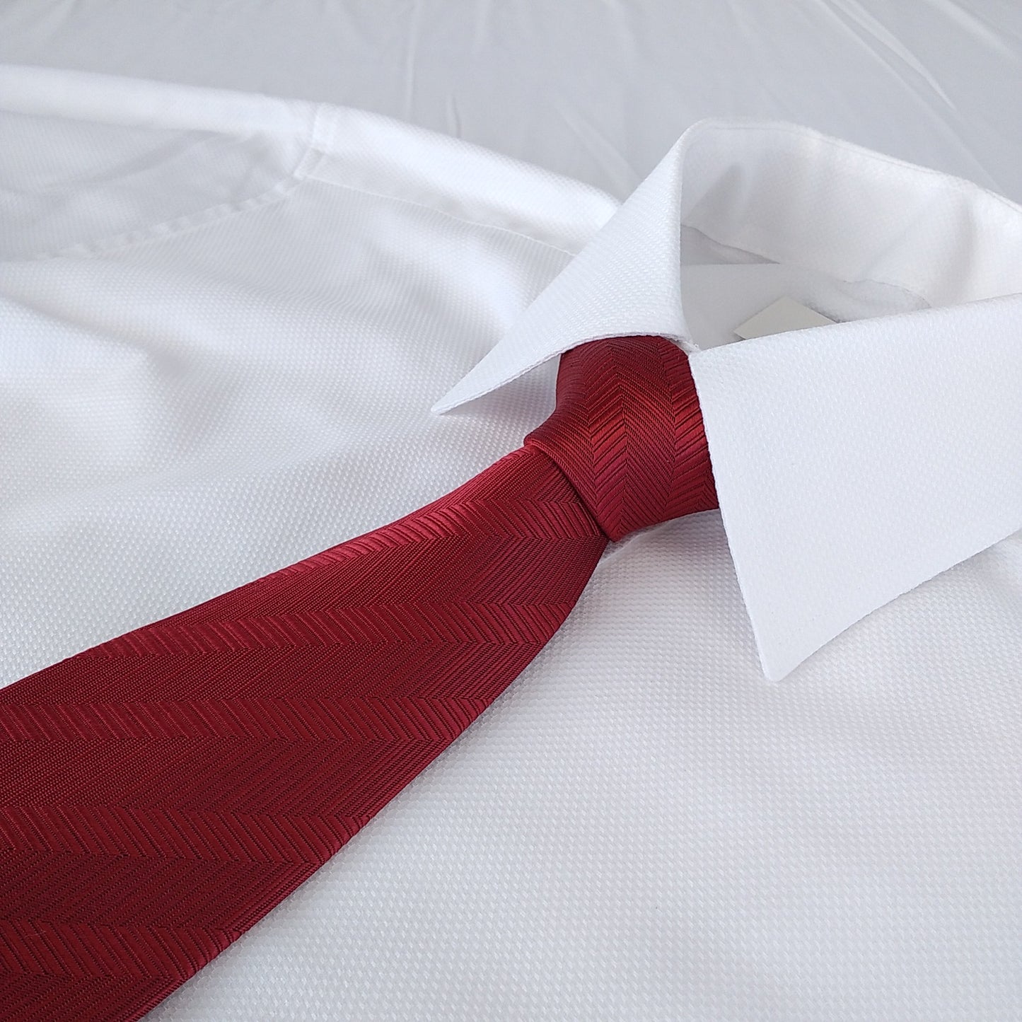 Kyoto Nishijin-ori tie(Herring bone) -Red-