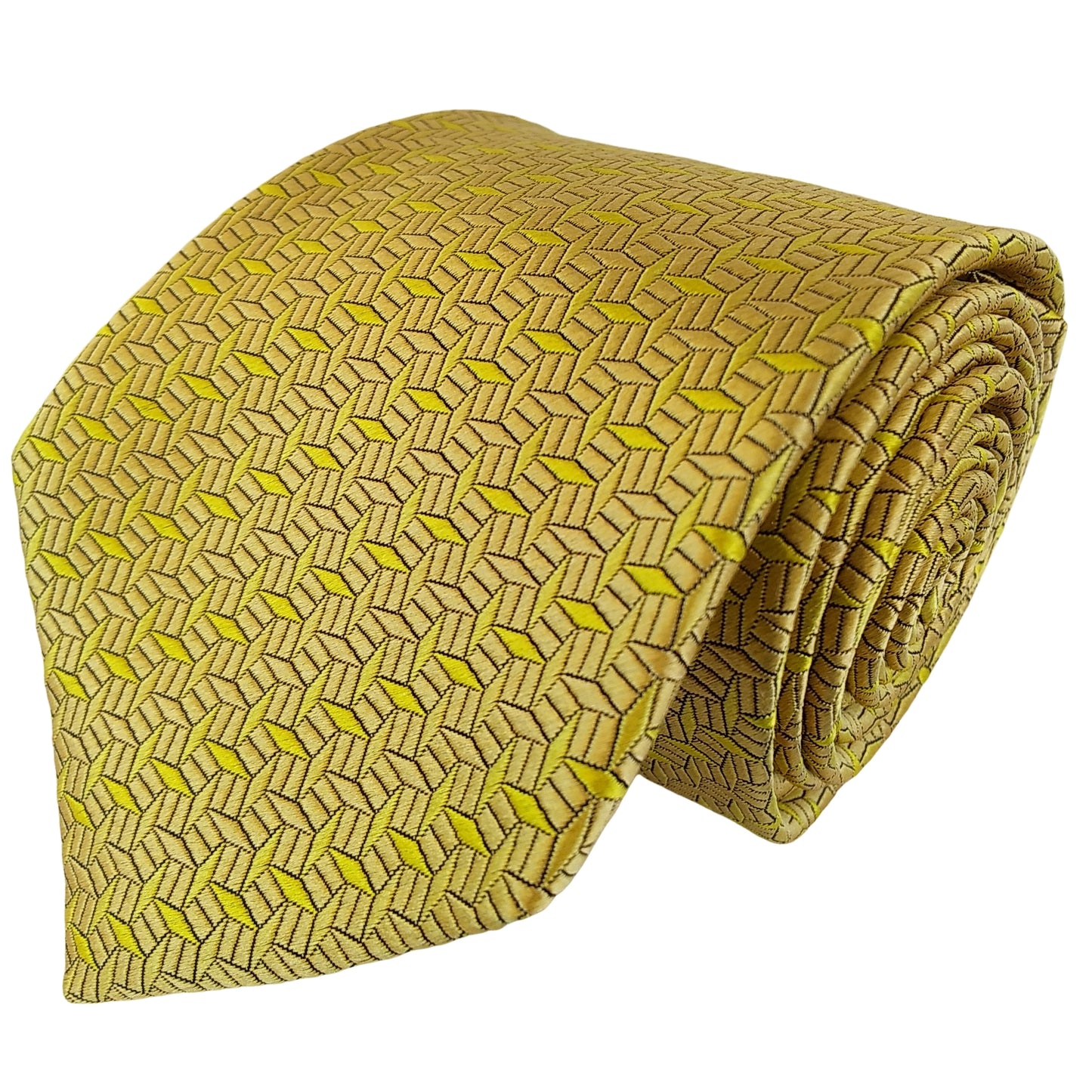 Kyoto Nishijin-ori tie(Hishimon-sama) -Yellow gold-