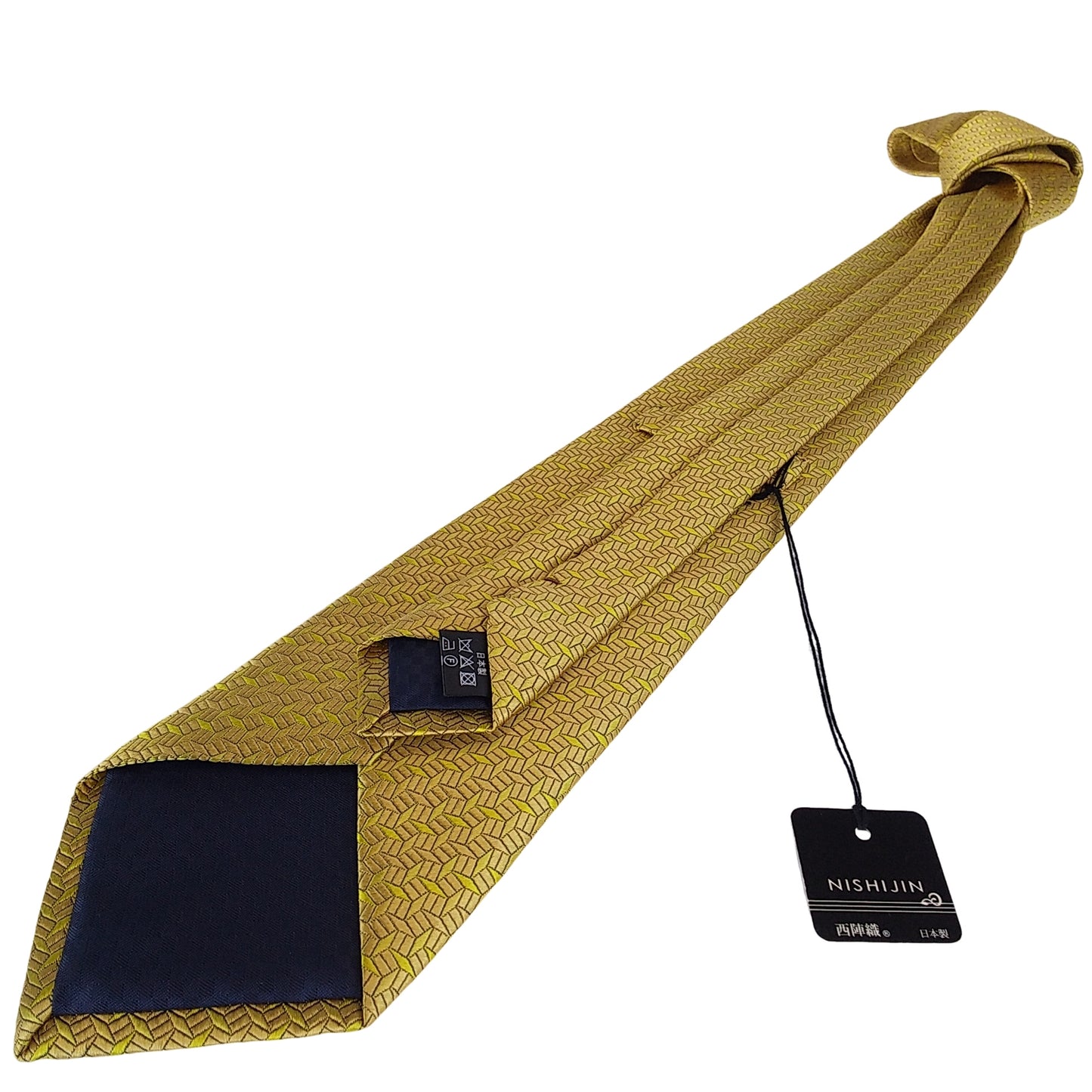 Kyoto Nishijin-ori tie(Hishimon-sama) -Yellow gold-