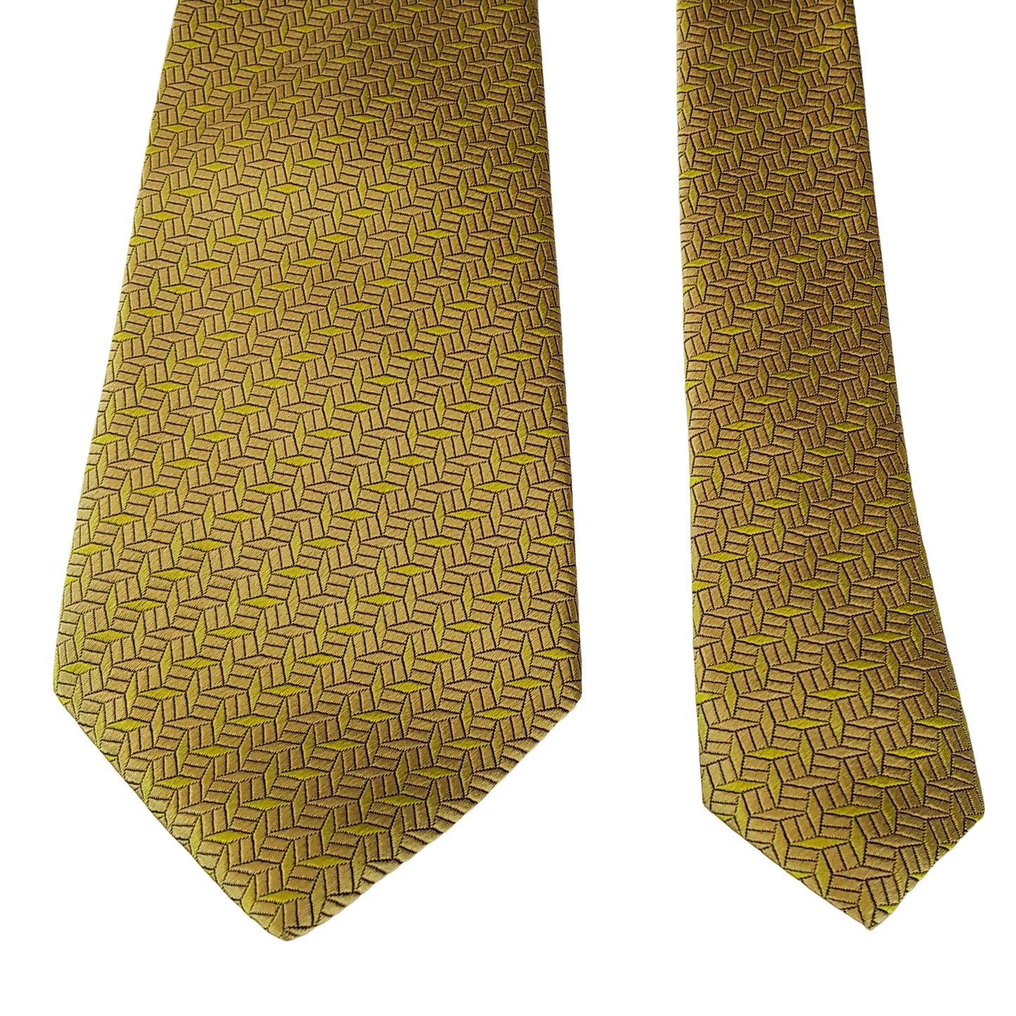 Kyoto Nishijin-ori tie(Hishimon-sama) -Yellow gold-