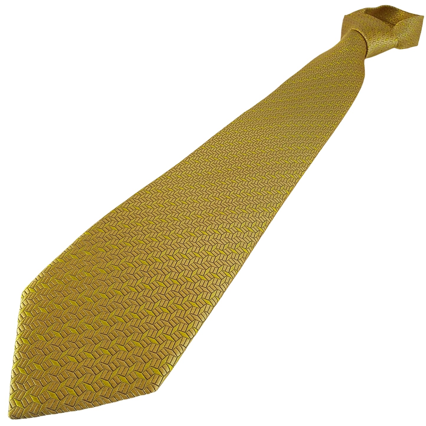 Kyoto Nishijin-ori tie(Hishimon-sama) -Yellow gold-