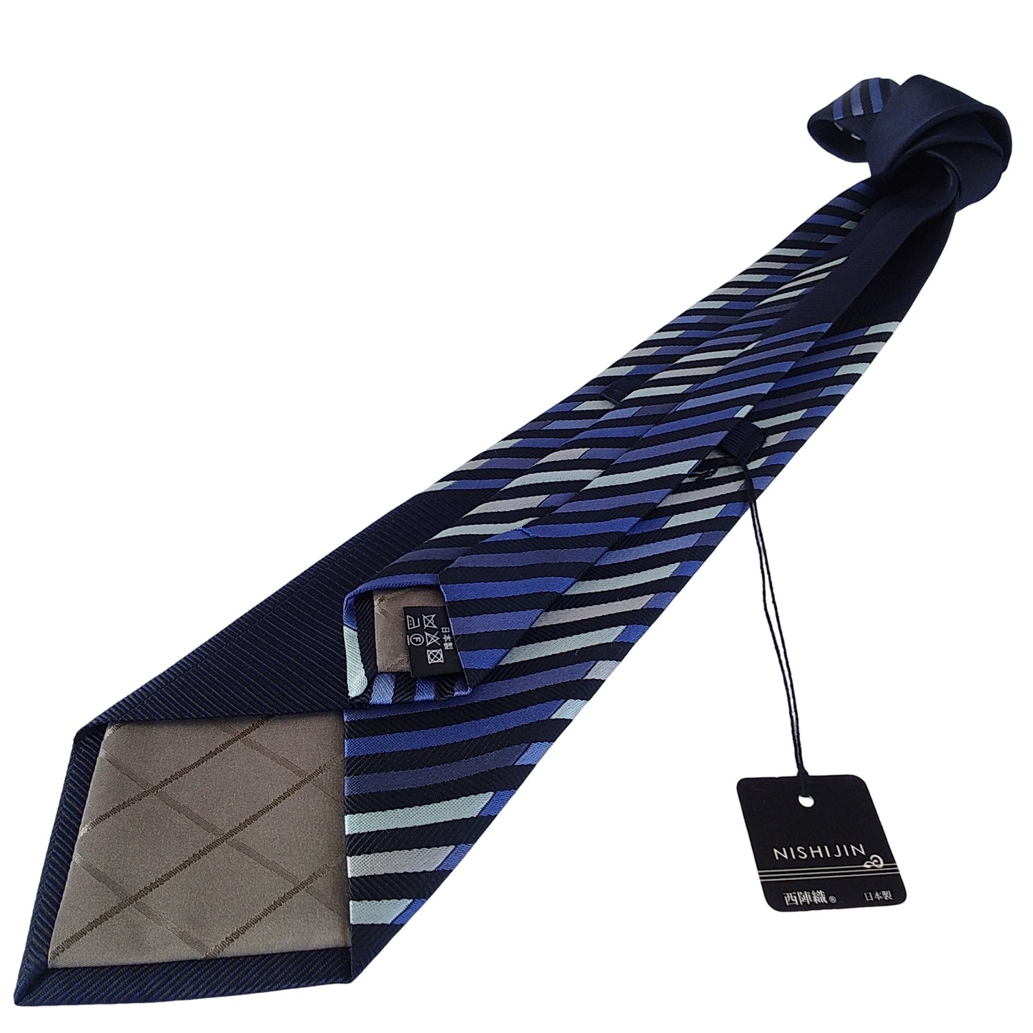 Kyoto Nishijin-ori tie(Panel pattern) -Navy & Blue-