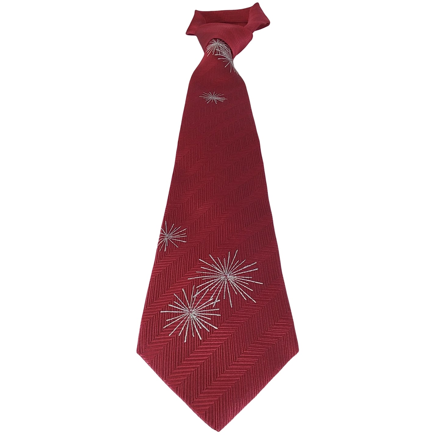Kyoto Nishijin-ori tie(Gold colored handpaint tie Star) -Red-