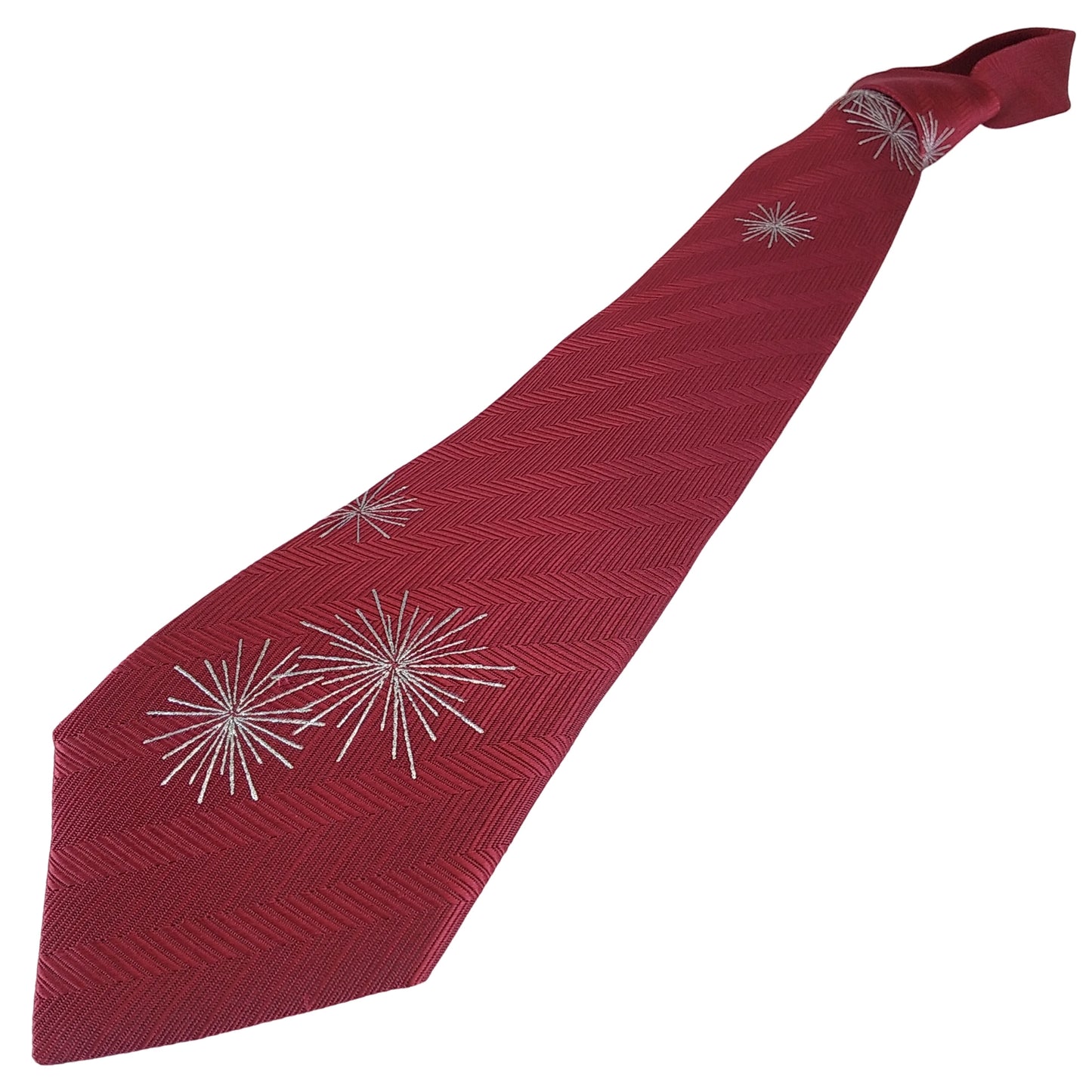 Kyoto Nishijin-ori tie(Gold colored handpaint tie Star) -Red-