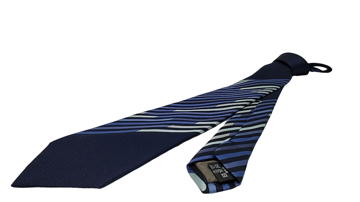 Kyoto Nishijin-ori tie(Panel pattern) -Navy & Blue-