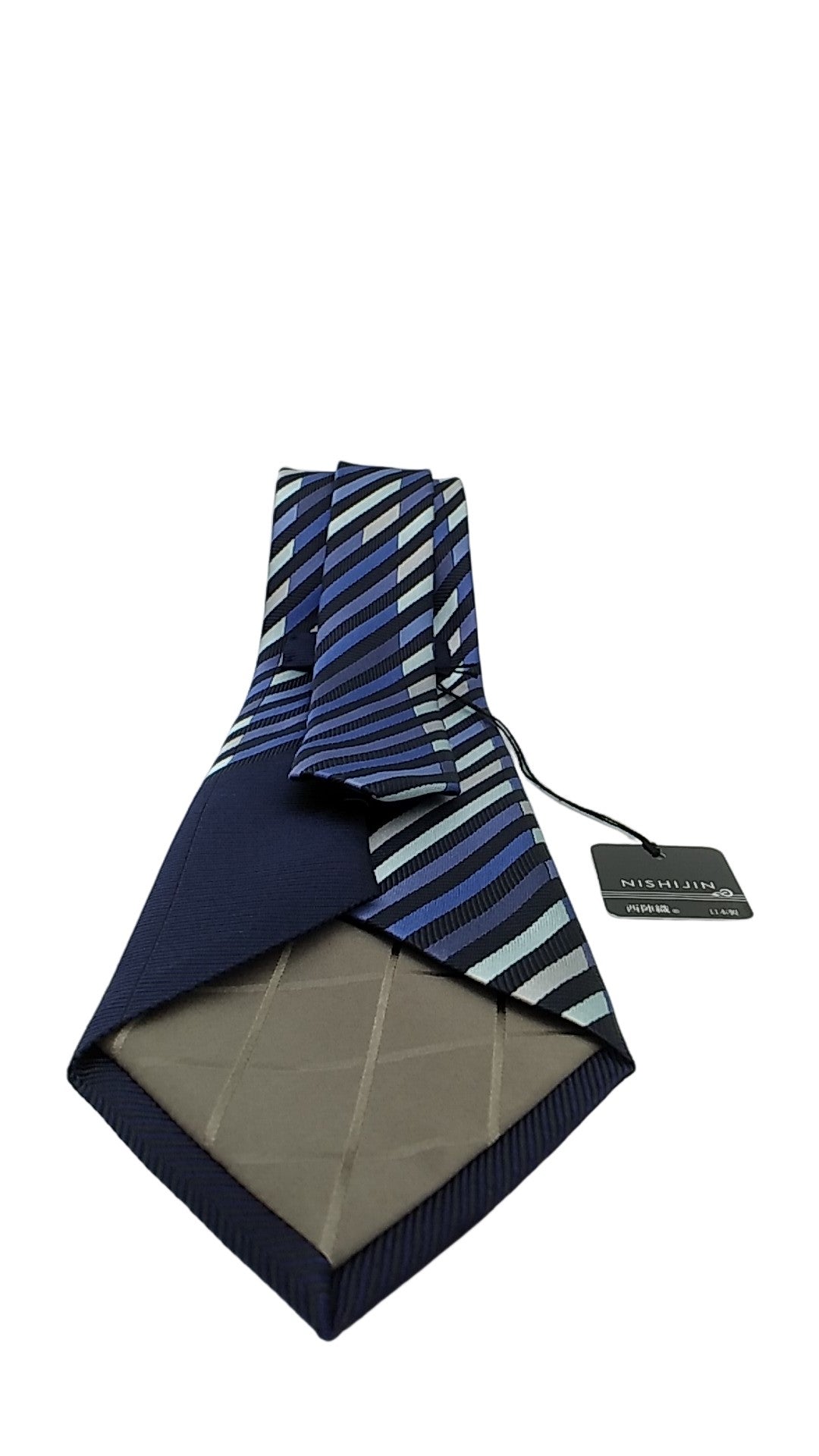 Kyoto Nishijin-ori tie(Panel pattern) -Navy & Blue-