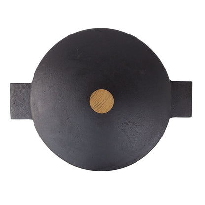 Iron lid with wooden knob for use with frying pans and pots from Japan