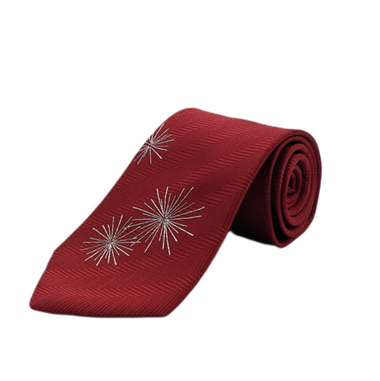 Kyoto Nishijin-ori tie(Gold colored handpaint tie Star) -Red-