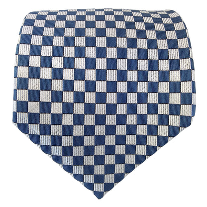 Kyoto Nishijin-ori tie(Ichimatsu -Japanese traditional pattern- ) -Blue & White-