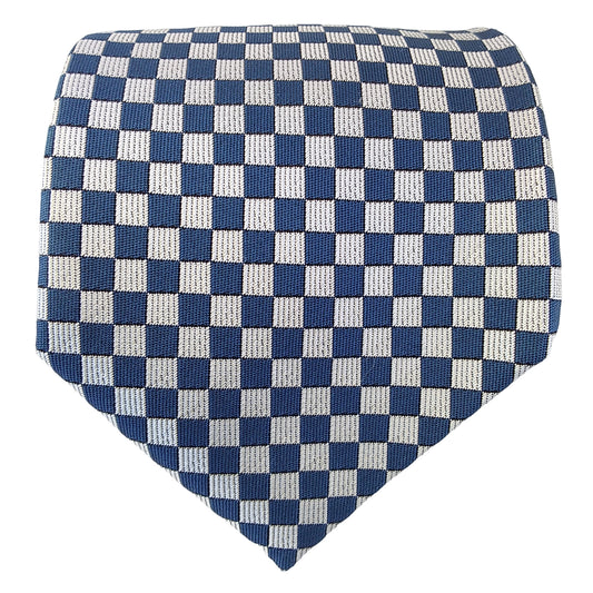 Kyoto Nishijin-ori tie(Ichimatsu -Japanese traditional pattern- ) -Blue & White-