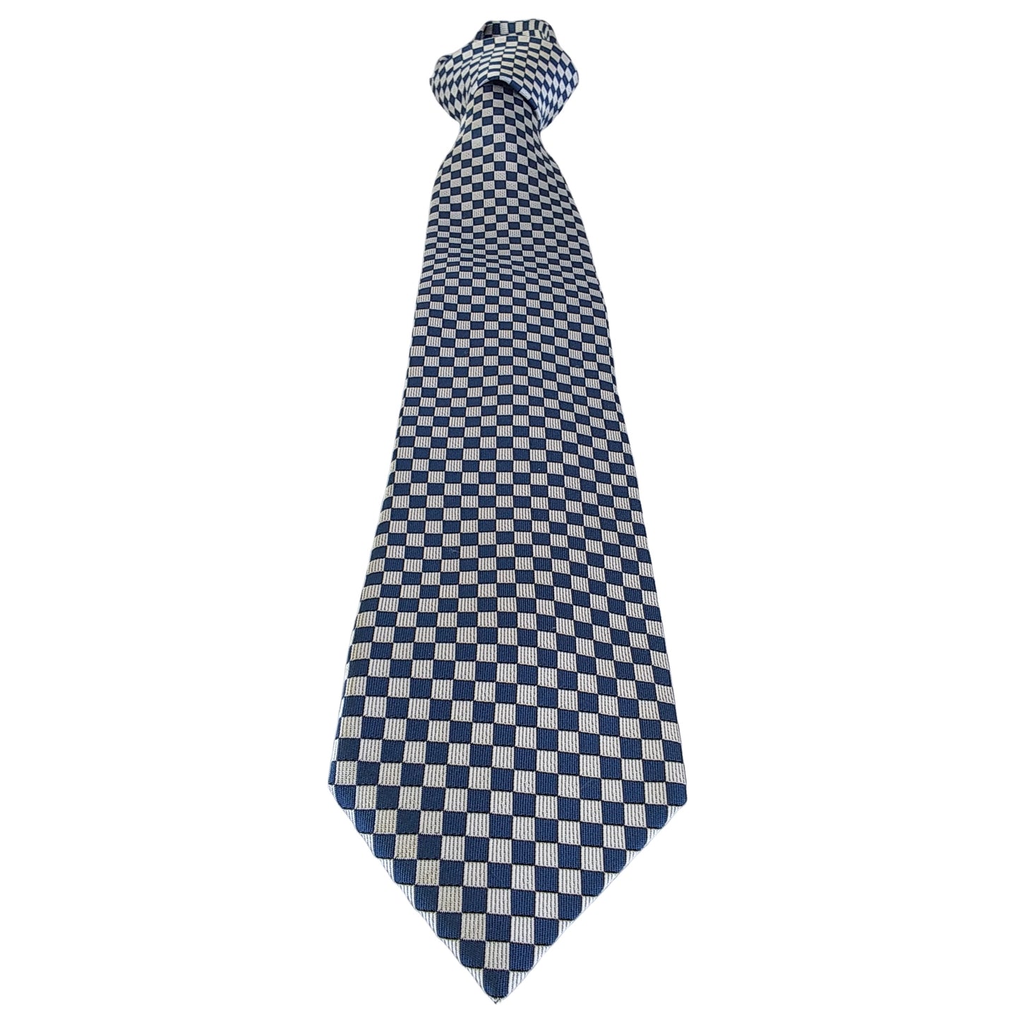 Kyoto Nishijin-ori tie(Ichimatsu -Japanese traditional pattern- ) -Blue & White-