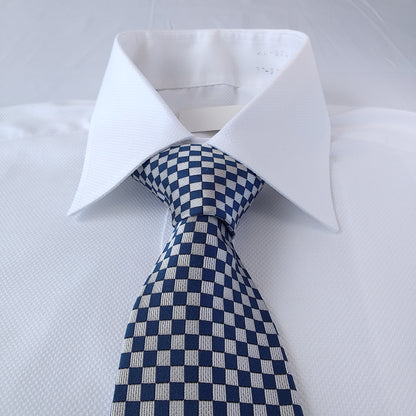 Kyoto Nishijin-ori tie(Ichimatsu -Japanese traditional pattern- ) -Blue & White-