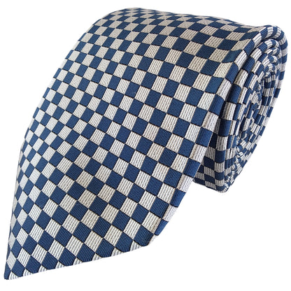 Kyoto Nishijin-ori tie(Ichimatsu -Japanese traditional pattern- ) -Blue & White-