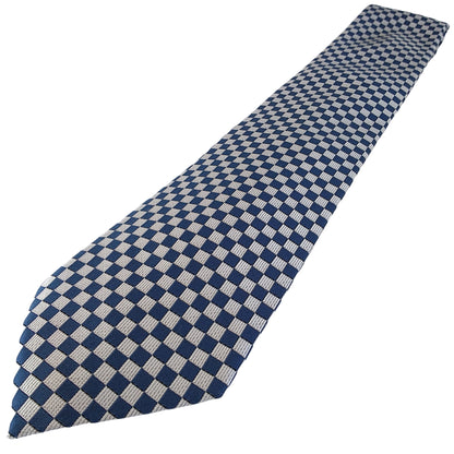 Kyoto Nishijin-ori tie(Ichimatsu -Japanese traditional pattern- ) -Blue & White-