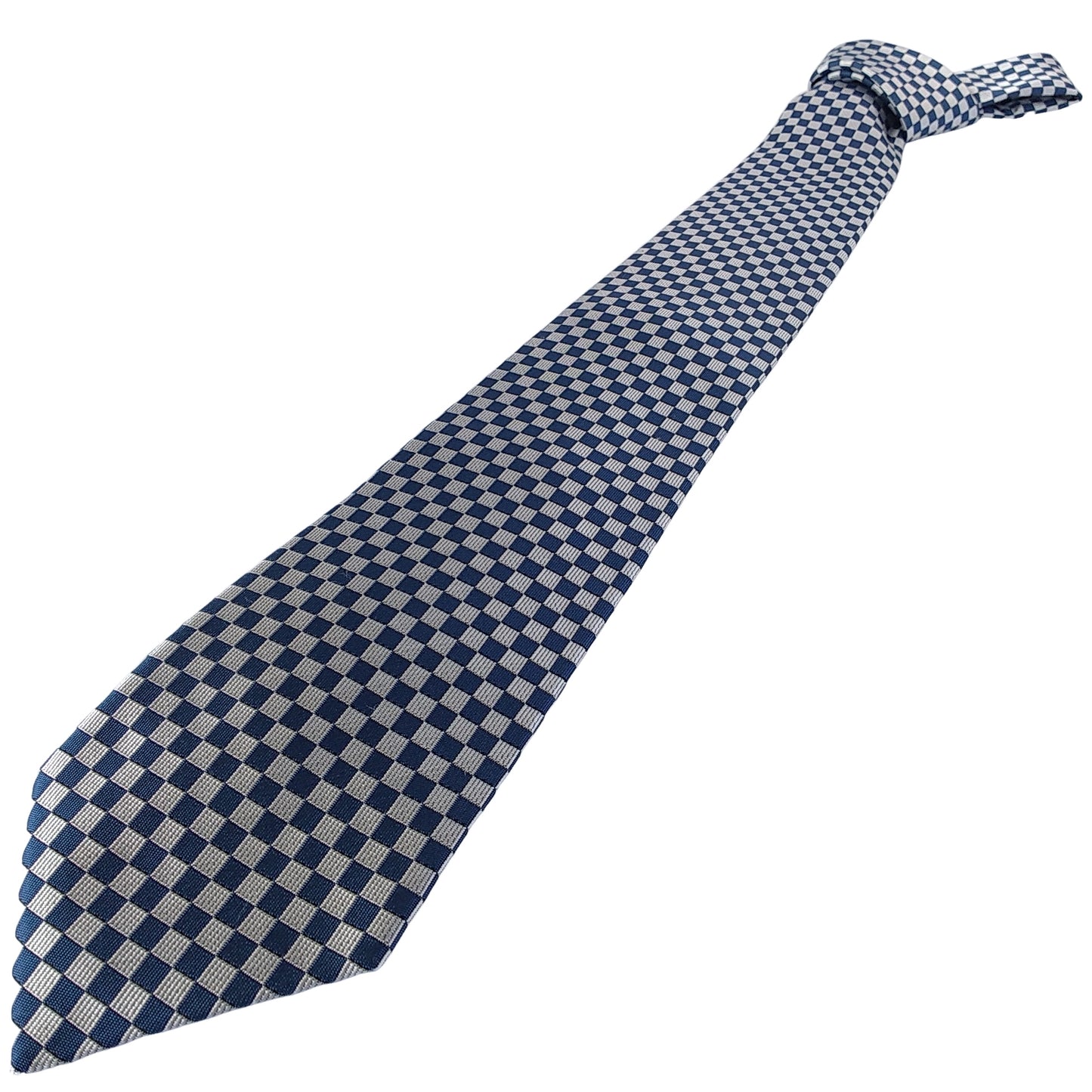 Kyoto Nishijin-ori tie(Ichimatsu -Japanese traditional pattern- ) -Blue & White-