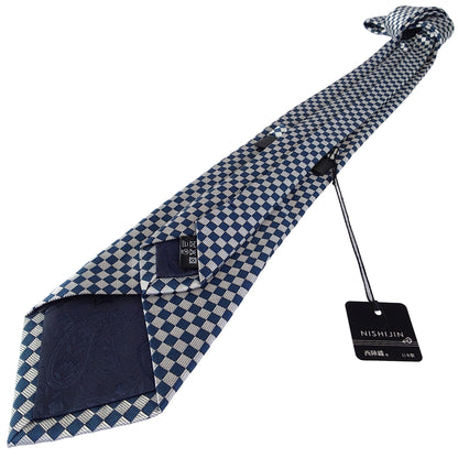 Kyoto Nishijin-ori tie(Ichimatsu -Japanese traditional pattern- ) -Blue & White-