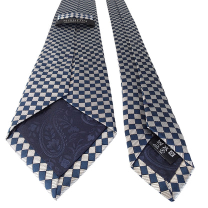 Kyoto Nishijin-ori tie(Ichimatsu -Japanese traditional pattern- ) -Blue & White-