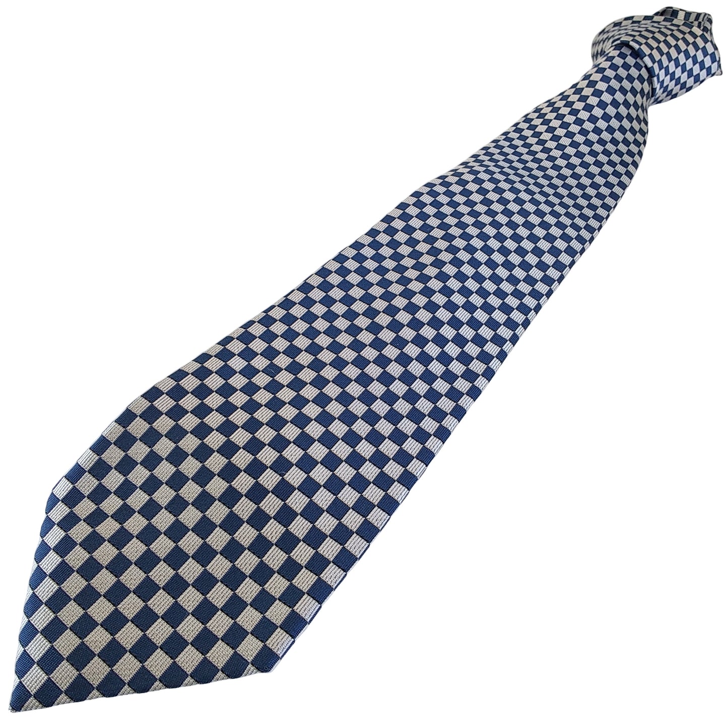 Kyoto Nishijin-ori tie(Ichimatsu -Japanese traditional pattern- ) -Blue & White-