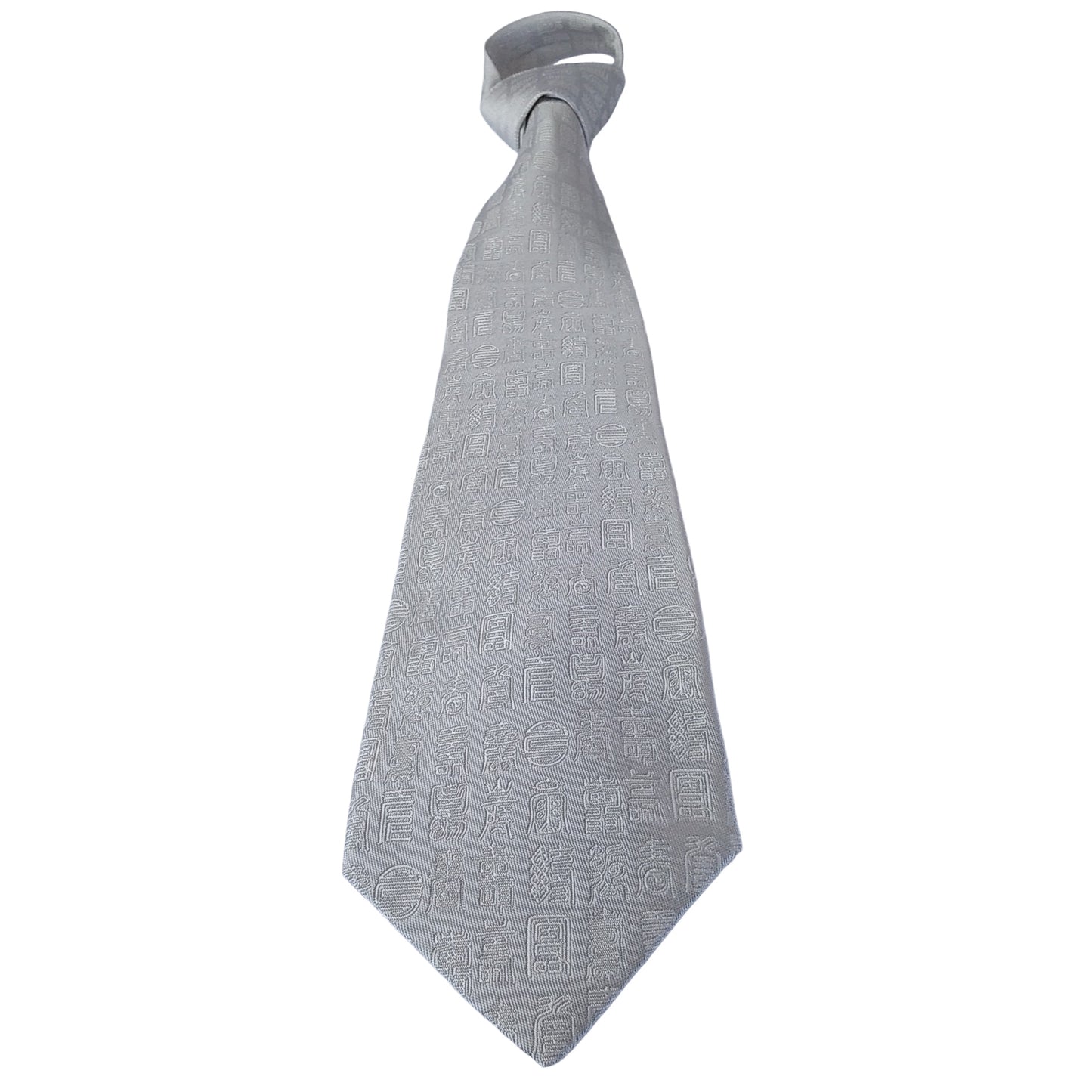 Kyoto Nishijin-ori tie(Kanji "Kotobuki" -congratulations- ) -White & White-