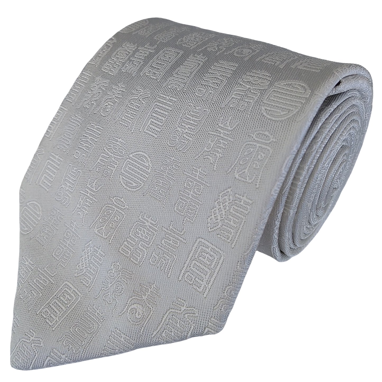 Kyoto Nishijin-ori tie(Kanji "Kotobuki" -congratulations- ) -White & White-