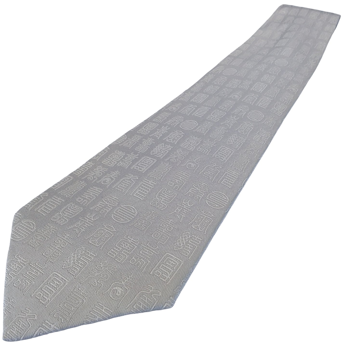 Kyoto Nishijin-ori tie(Kanji "Kotobuki" -congratulations- ) -White & White-