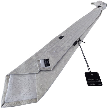 Kyoto Nishijin-ori tie(Kanji "Kotobuki" -congratulations- ) -White & White-