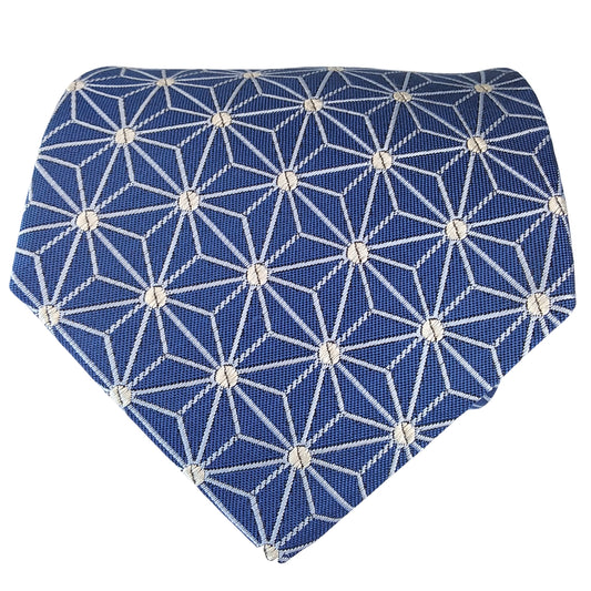 Kyoto Nishijin-ori tie(Asanoha) -Blue navy-