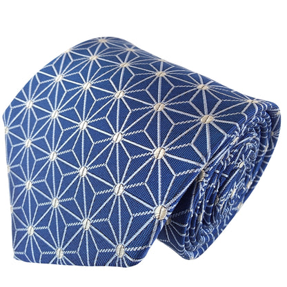 Kyoto Nishijin-ori tie(Asanoha) -Blue navy-