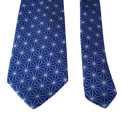 Kyoto Nishijin-ori tie(Asanoha) -Blue navy-