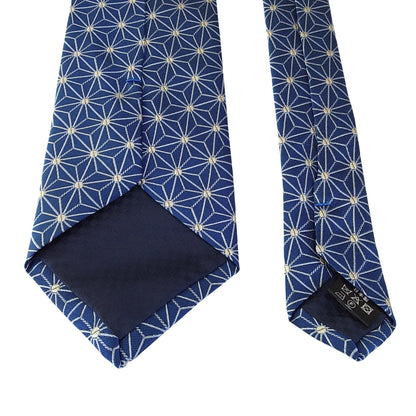 Kyoto Nishijin-ori tie(Asanoha) -Blue navy-