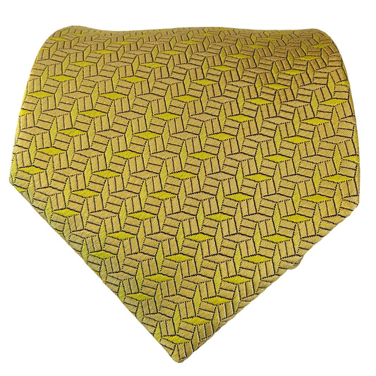 Kyoto Nishijin-ori tie(Hishimon-sama) -Yellow gold-