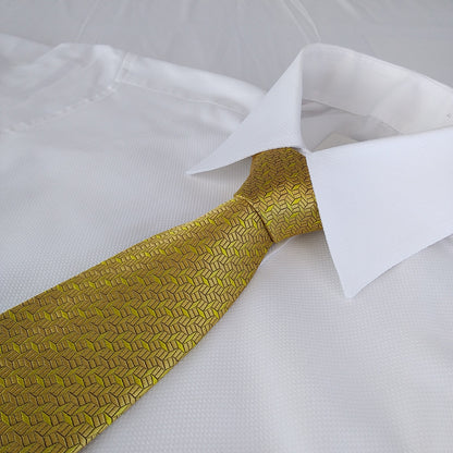Kyoto Nishijin-ori tie(Hishimon-sama) -Yellow gold-