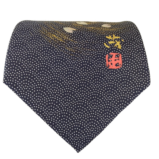 Kyoto Nishijin-ori tie(Handpaint tie Sakura) -Navy & White-