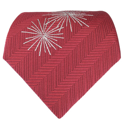 Kyoto Nishijin-ori tie(Gold colored handpaint tie Star) -Red-