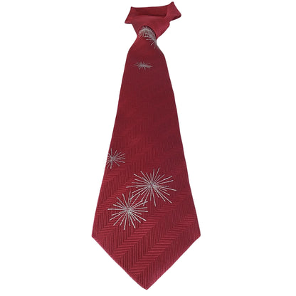 Kyoto Nishijin-ori tie(Gold colored handpaint tie Star) -Red-