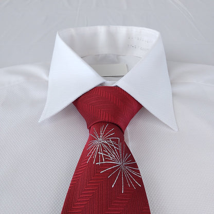 Kyoto Nishijin-ori tie(Gold colored handpaint tie Star) -Red-