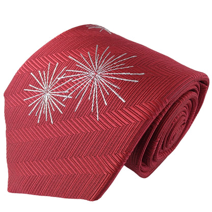 Kyoto Nishijin-ori tie(Gold colored handpaint tie Star) -Red-