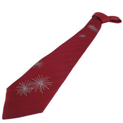 Kyoto Nishijin-ori tie(Gold colored handpaint tie Star) -Red-