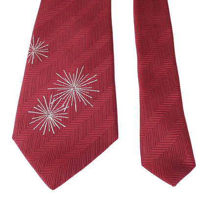 Kyoto Nishijin-ori tie(Gold colored handpaint tie Star) -Red-