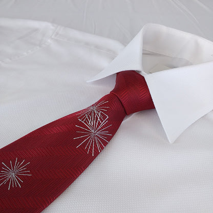 Kyoto Nishijin-ori tie(Gold colored handpaint tie Star) -Red-
