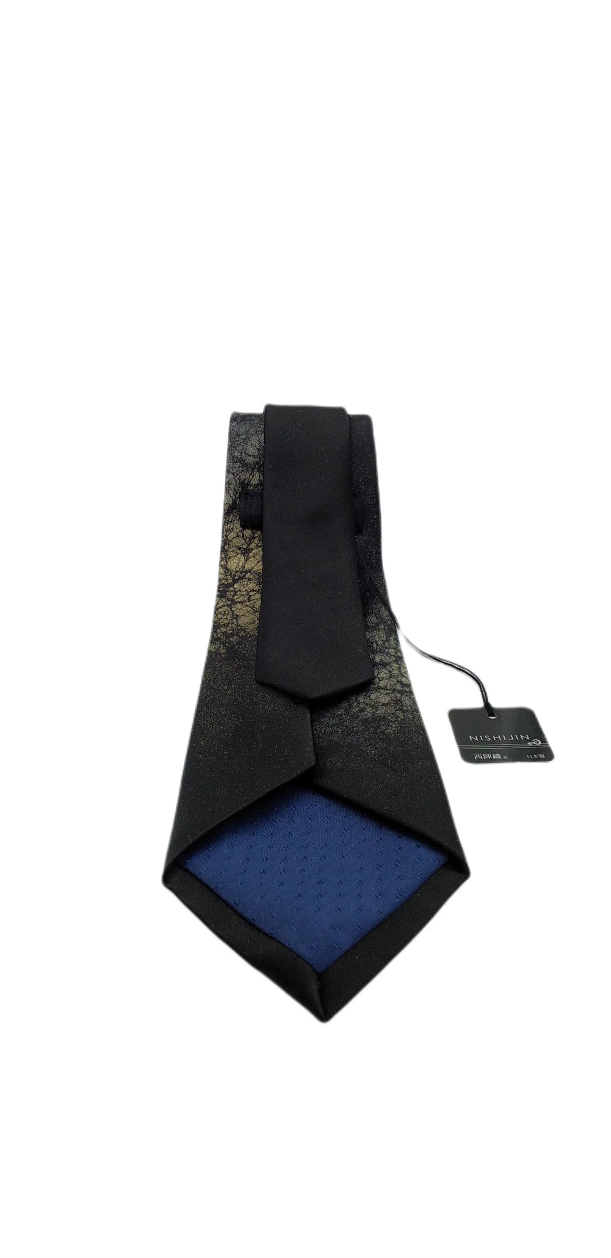 Kyoto Nishijin-ori tie(Gold colored handpaint tie Haze) -Black-