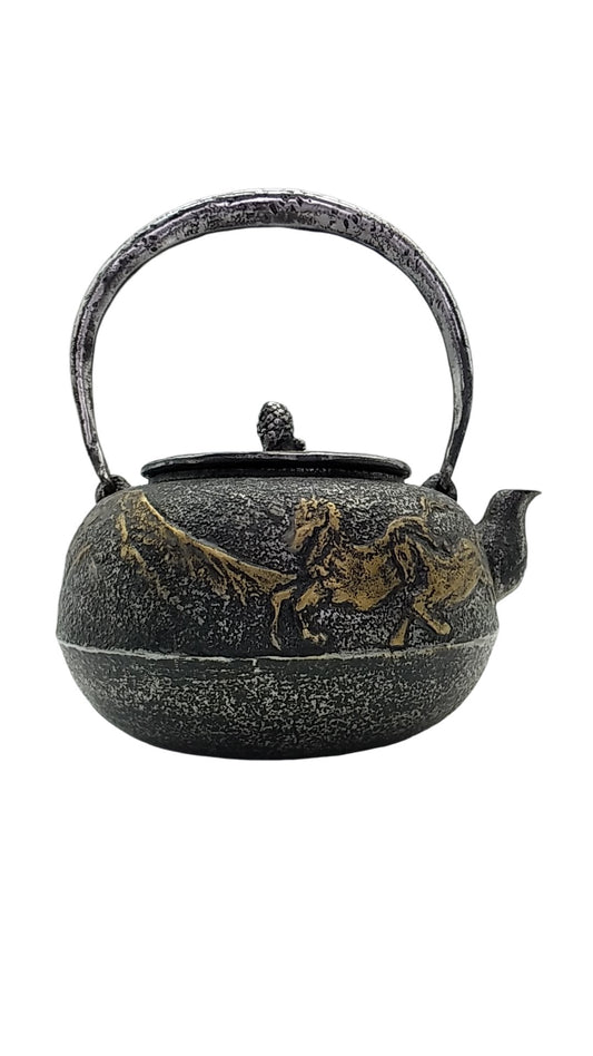 Original iron kettle -Mt.Fuji and horse, Size 10-