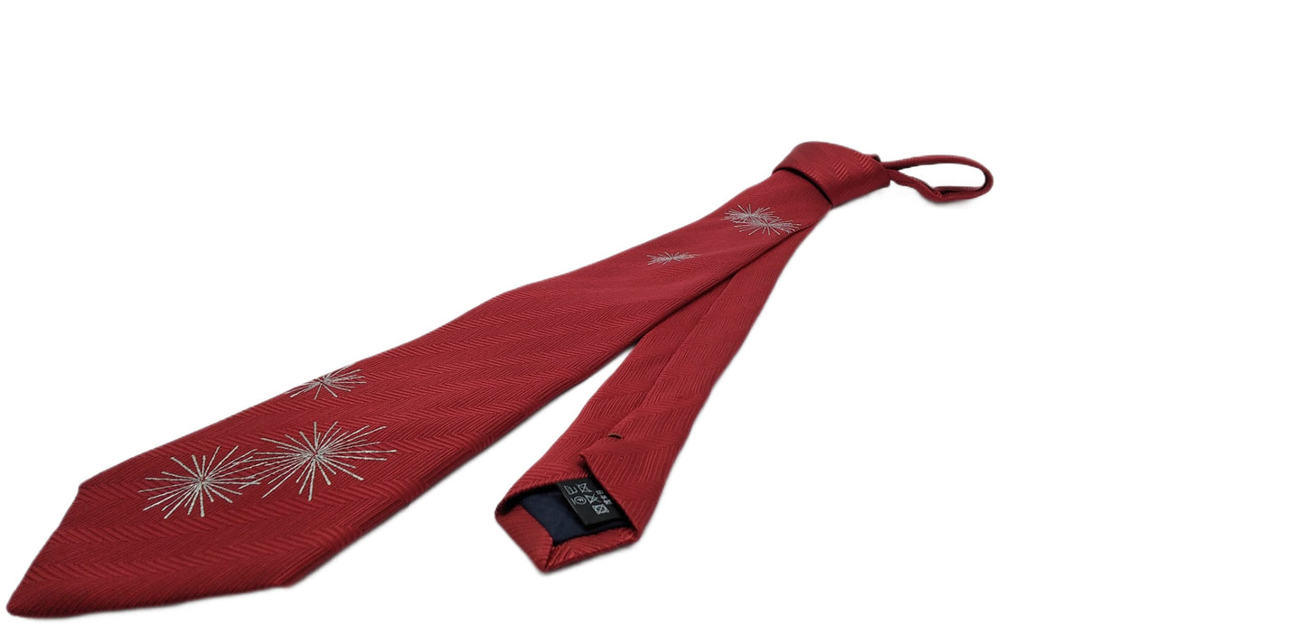 Kyoto Nishijin-ori tie(Gold colored handpaint tie Star) -Red-