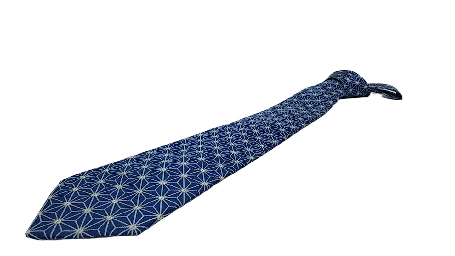 Kyoto Nishijin-ori tie(Asanoha) -Blue navy-