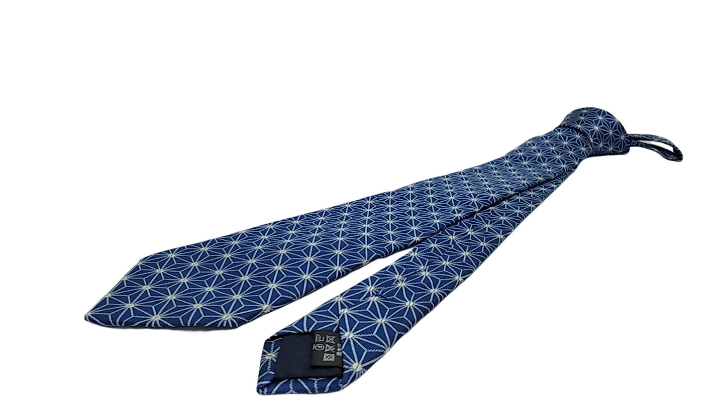 Kyoto Nishijin-ori tie(Asanoha) -Blue navy-