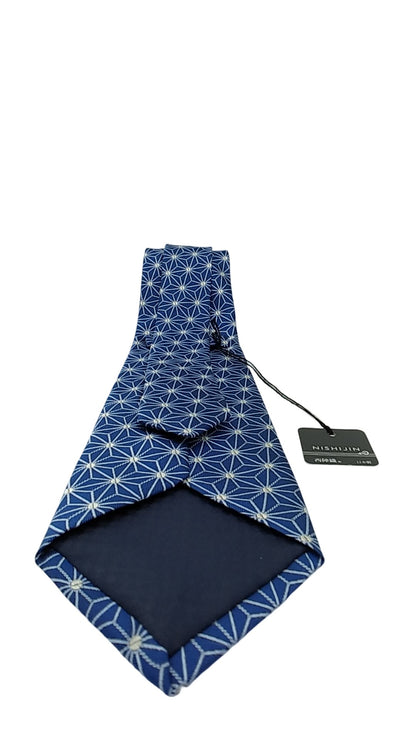 Kyoto Nishijin-ori tie(Asanoha) -Blue navy-