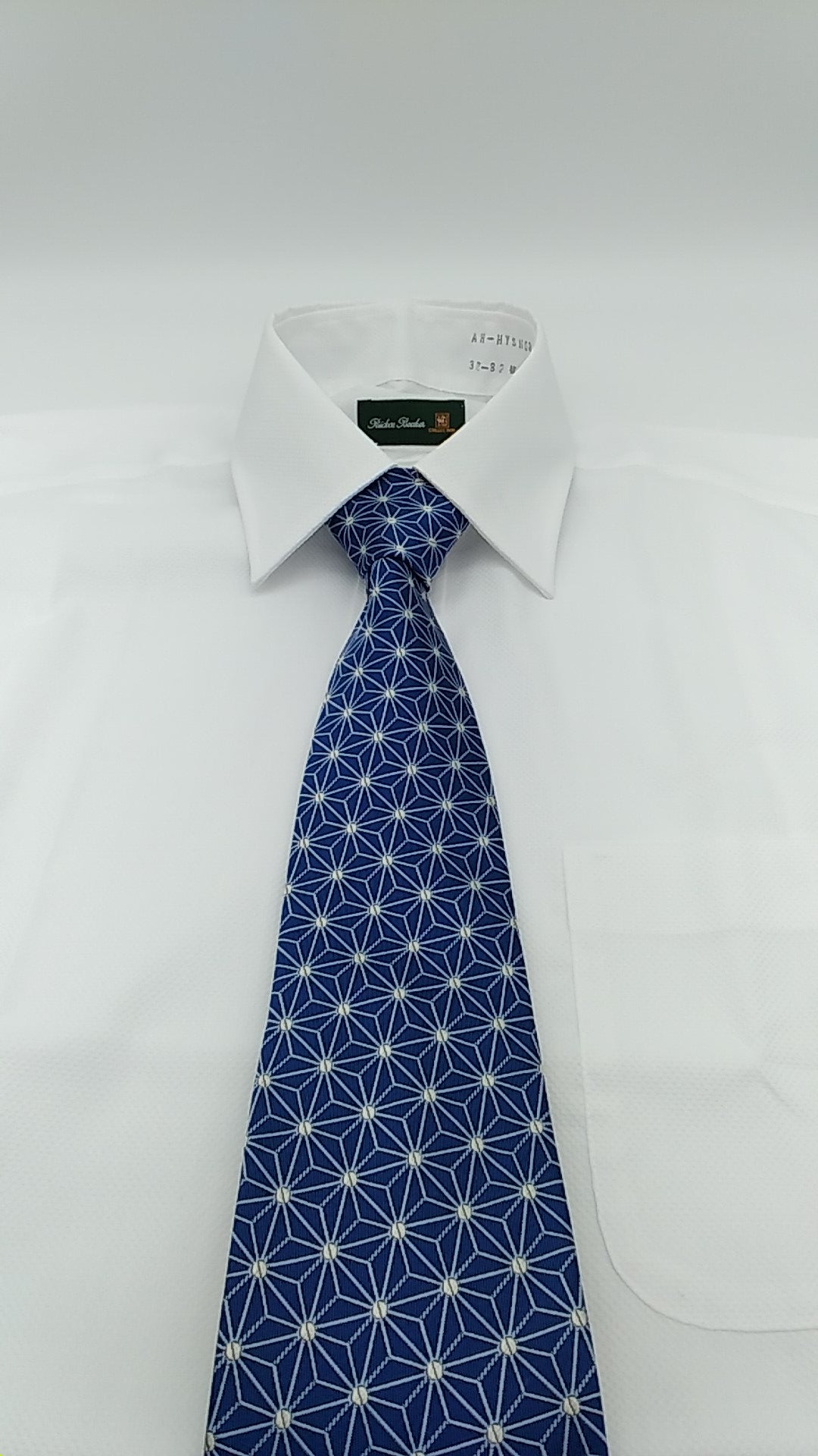 Kyoto Nishijin-ori tie(Asanoha) -Blue navy-